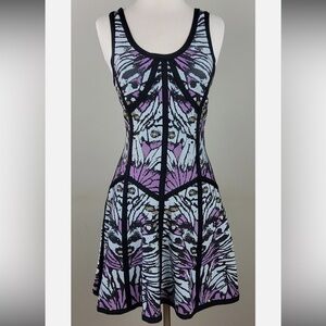 Herve Leger Black and Aqua Blue Mini Peplum Minj Dress M